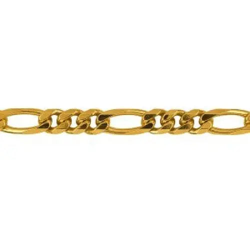 9 Carat Yellow Gold 21cm Bevelled Figaro 1+3 Bracelet, 15.77 Grams