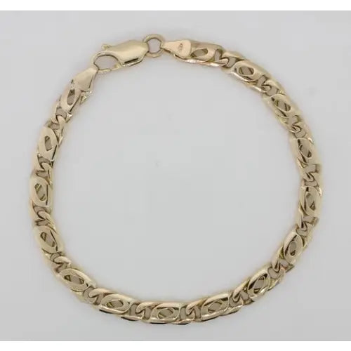 9 Carat Yellow Gold 21cm Handmade Fancy Link Bracelet, 17.3 Grams