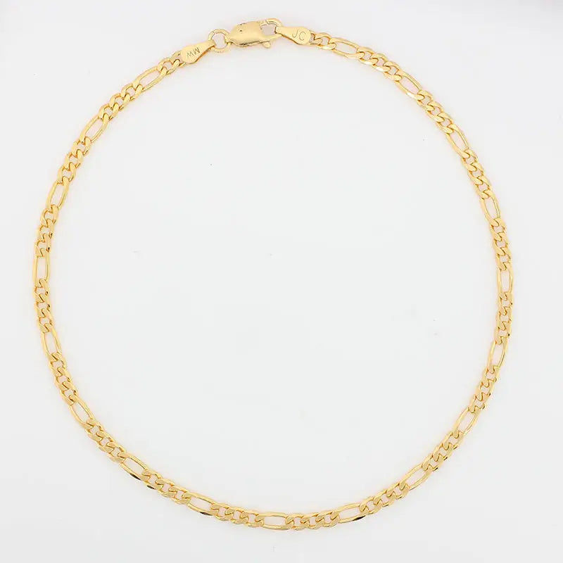 9 Carat Yellow Gold 3.96g Diamond Cut Figaro Anklet