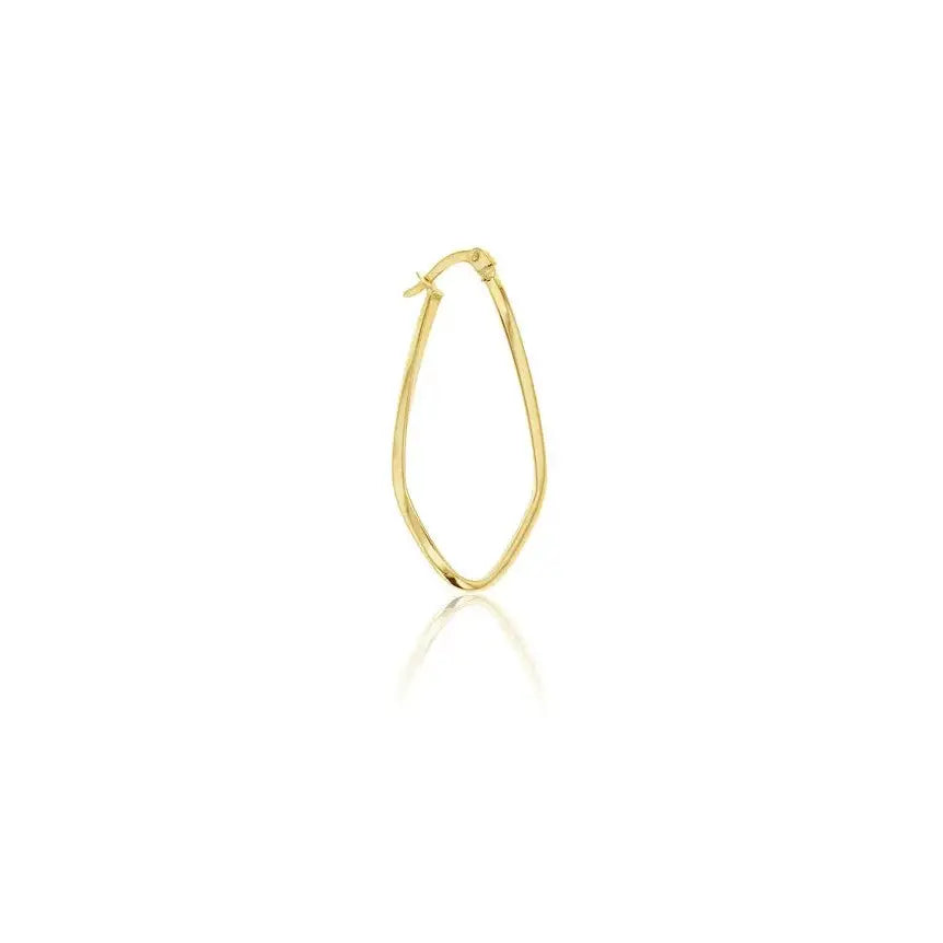 9 Carat Yellow Gold 35mm Long Oval Hoop Earrings with a Twist