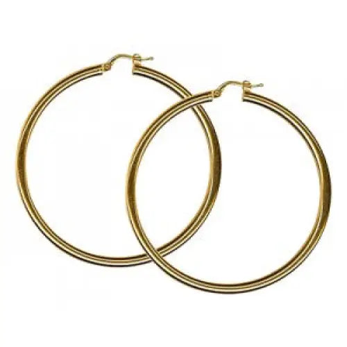 9 Carat Yellow Gold 50mm Diameter 3mm Tube Hoop Earrings