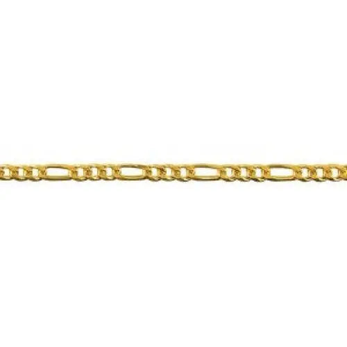 9 Carat Yellow Gold 60cm Bevelled Figaro 1+3 Diamond Cut Chain, 9.08 Grams