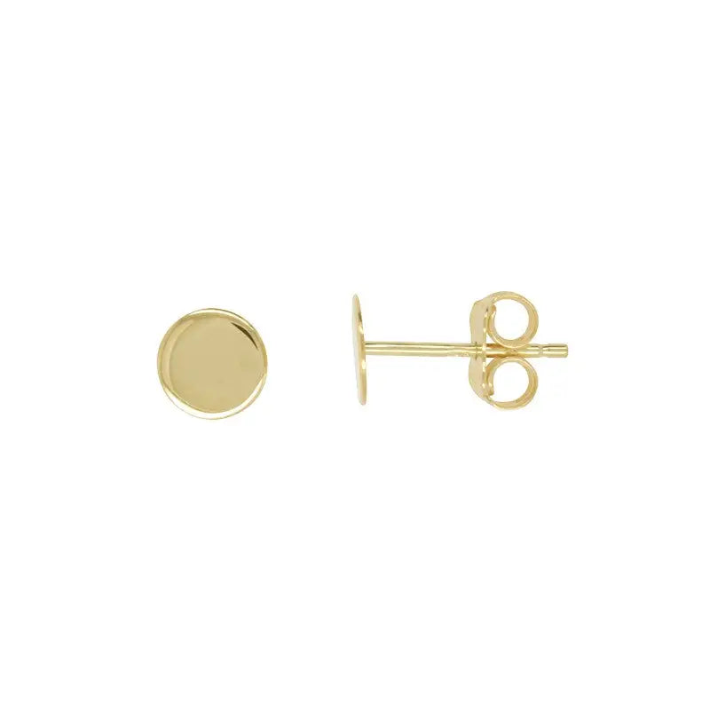 9 Carat Yellow Gold 6mm Flat Round Disc Stud Earrings