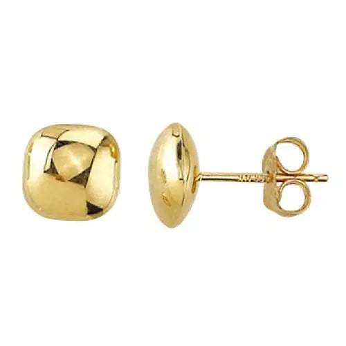 9 Carat Yellow Gold 8mm Domed Cube Stud Earrings