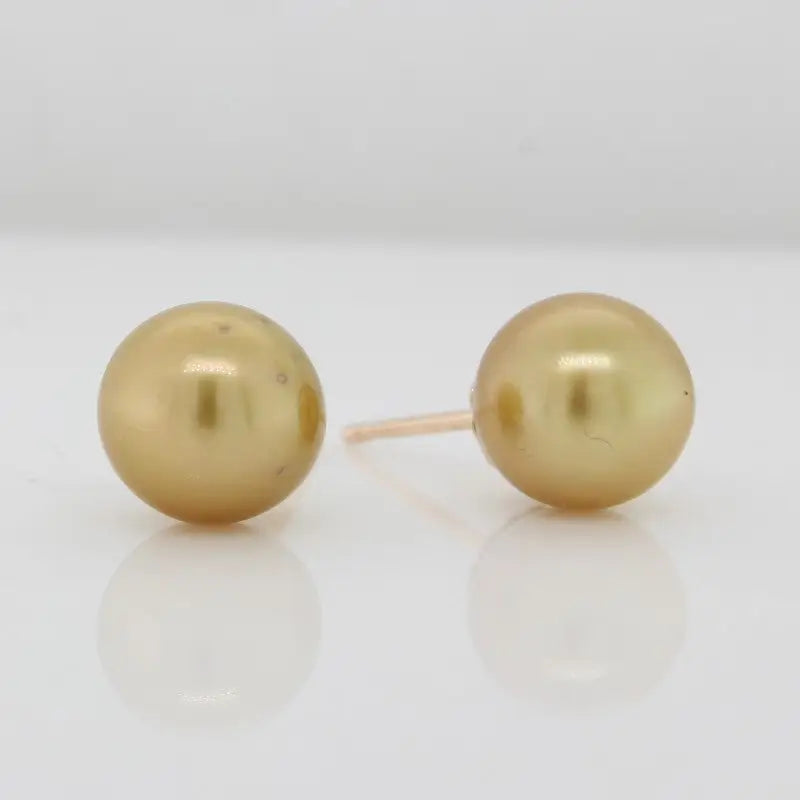 9 Carat Yellow Gold  9mm Gold South Sea Pearl Stud Earrings