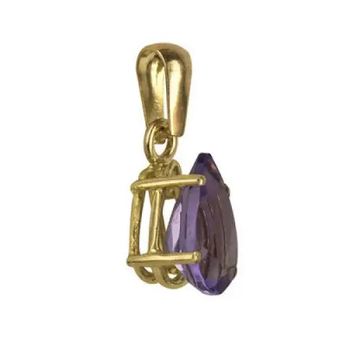 9 Carat Yellow Gold  9x6mm Teardrop Amethyst Pendant