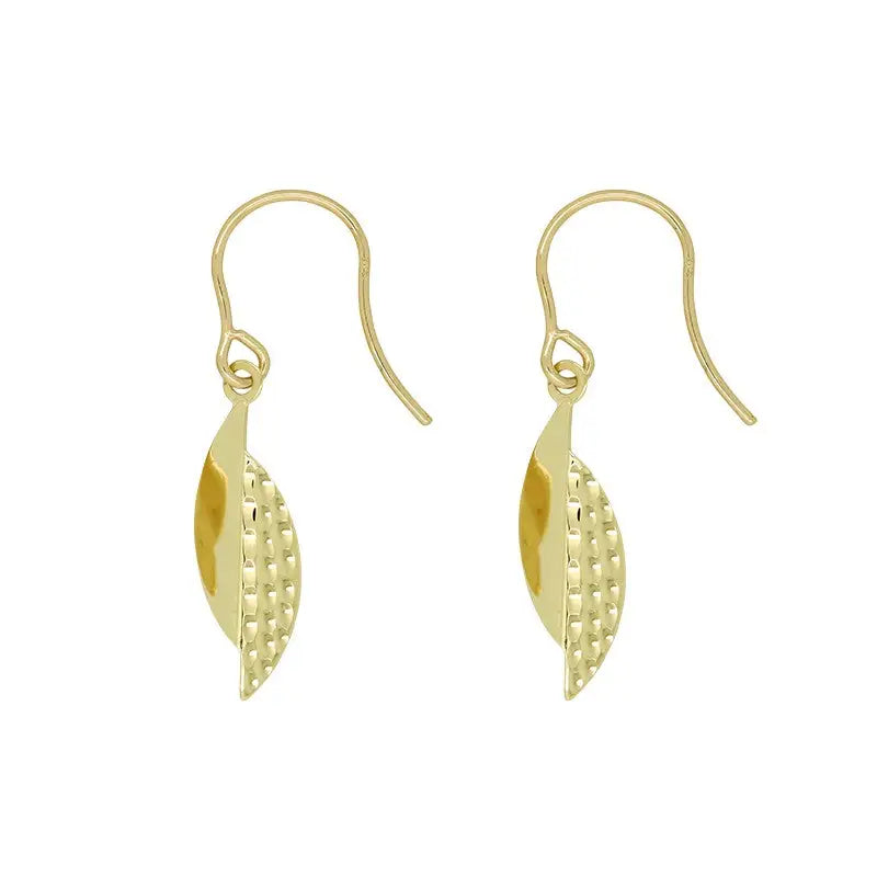 9 Carat Yellow Gold  Abstract Leaf Earrings