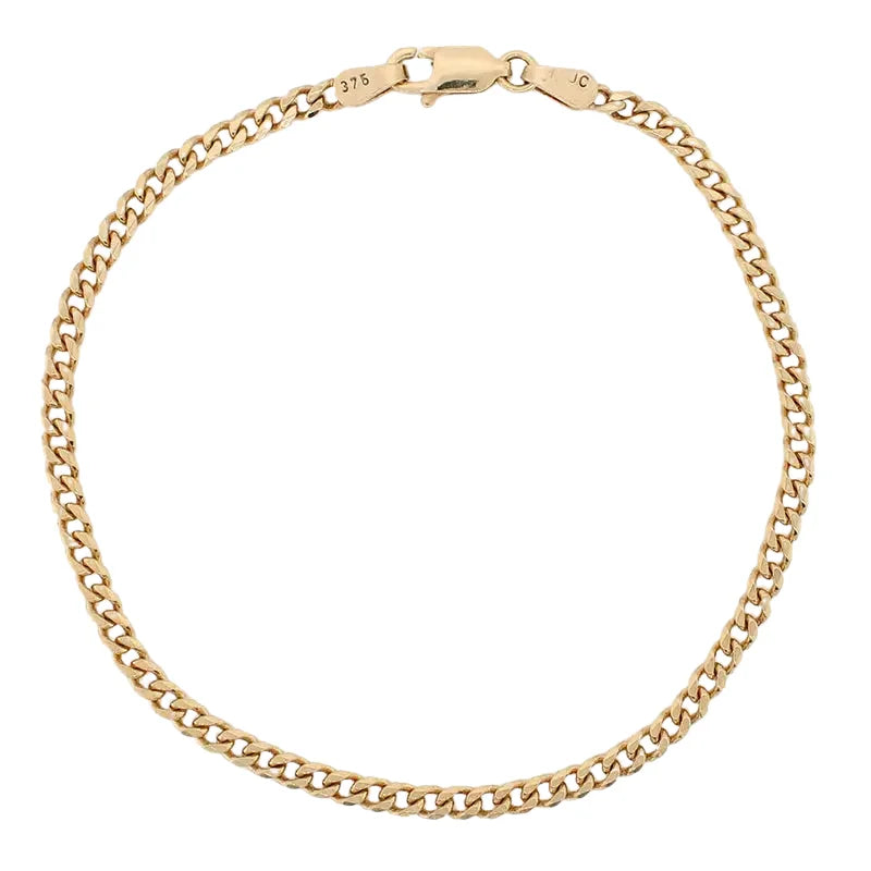9 Carat Yellow Gold Bevelled Diamond Cut Curb Bracelet 4.14g