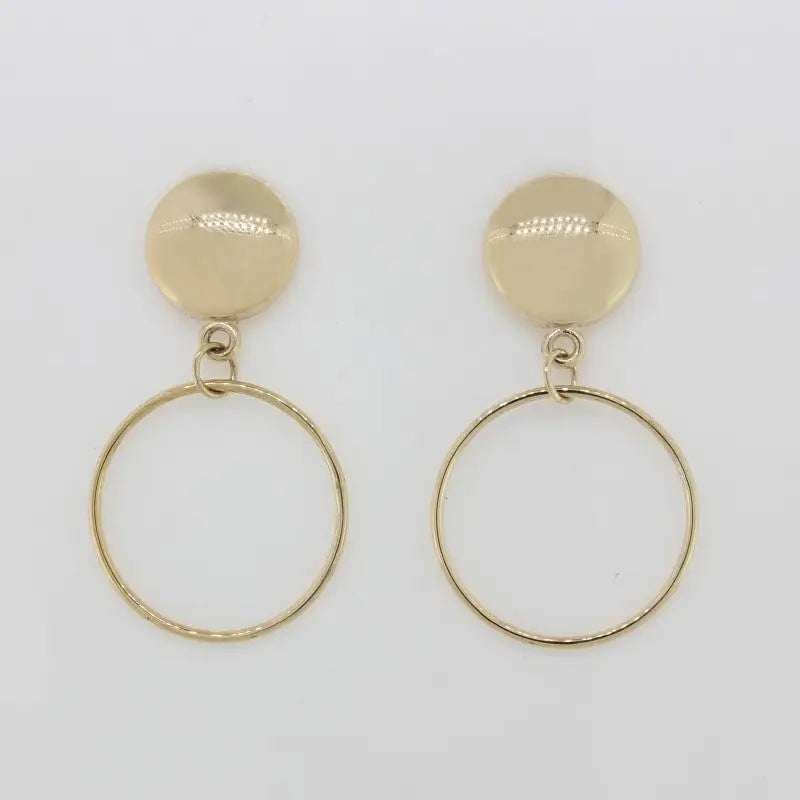 9 Carat Yellow Gold Circle Drop & Dome Stud Earrings