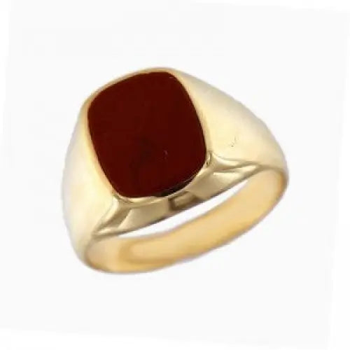 9 Carat Yellow Gold  Cushion Red Jasper Ring  Size U 13mm Cushion