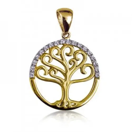 9 Carat Yellow Gold Diamond Set Tree of Life Pendant