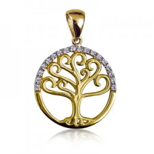 9 Carat Yellow Gold Diamond Set Tree of Life Pendant