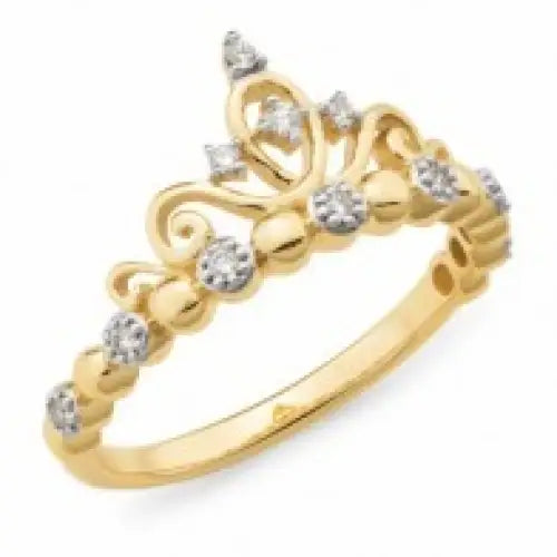 9 Carat Yellow Gold Diamond Tiara Ring