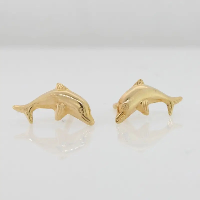 9 carat Yellow Gold Dolphin Stud Earrings