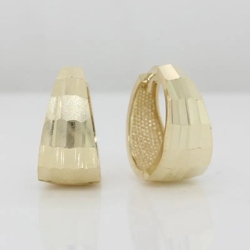 9 carat Yellow Gold Faceted Huggie Earrings