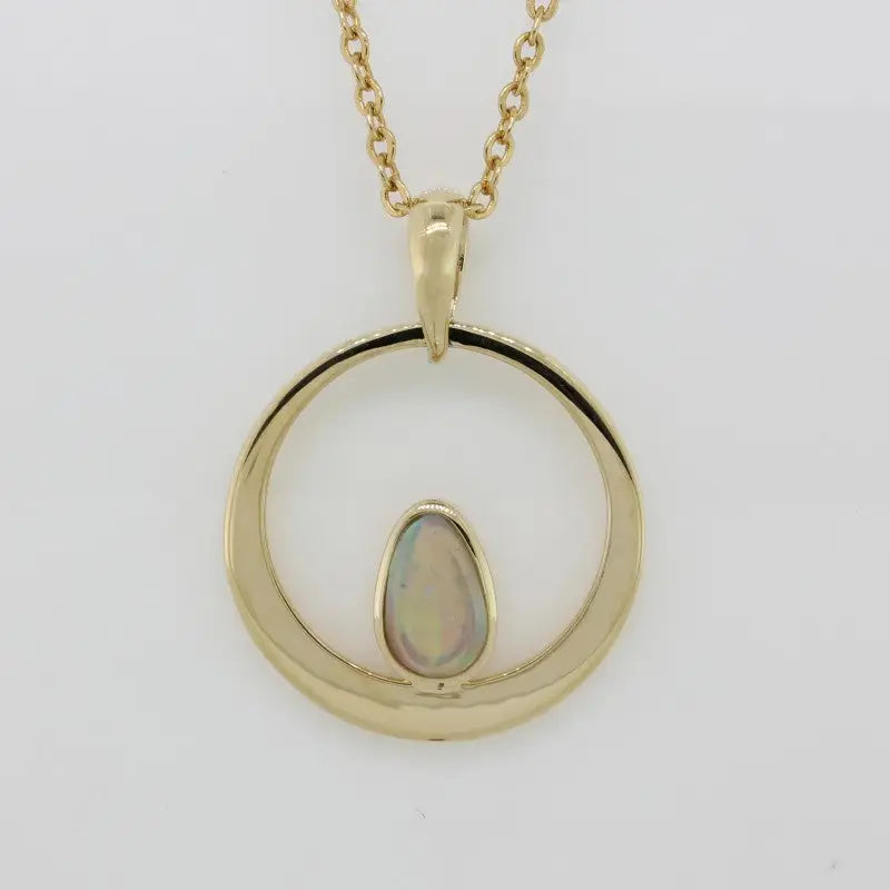 9 Carat Yellow Gold Free Pear Shape  Solid Opal  Pendant 