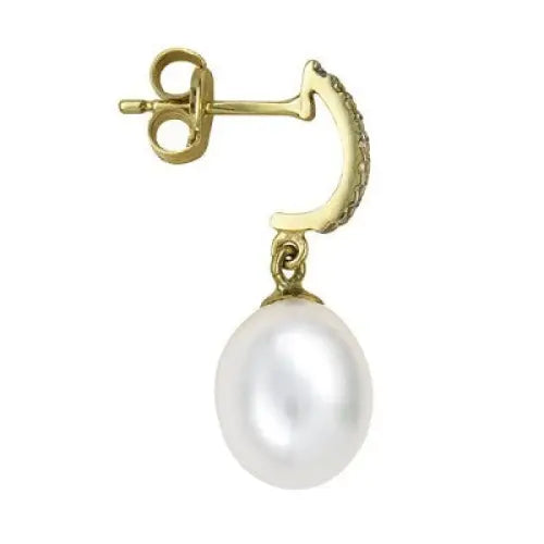 9 Carat Yellow Gold Fresh Water Pearl with Cubic Zirconia