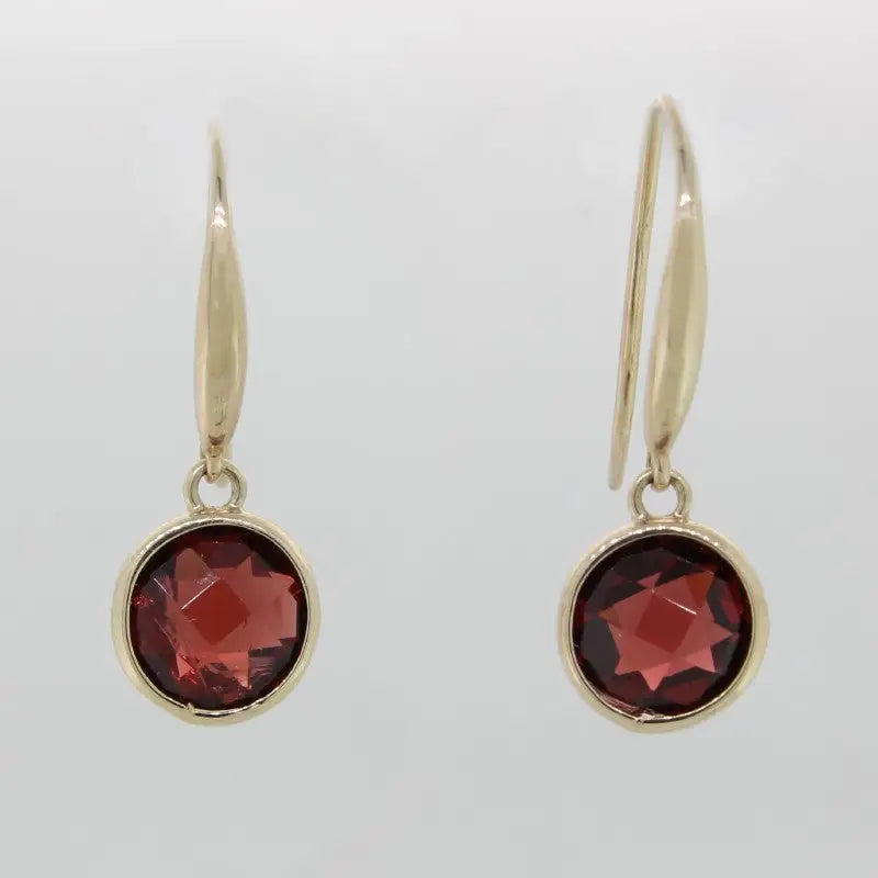 9 Carat Yellow Gold Garnet Earrings