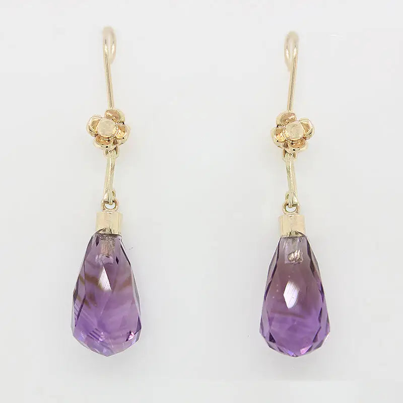 9 Carat Yellow Gold Handmade Ametrine Briolette Drop Earrings