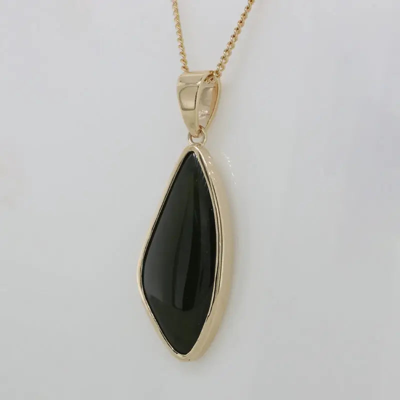 9 Carat Yellow Gold Handmade Freeform Shape Nephrite Pendant 