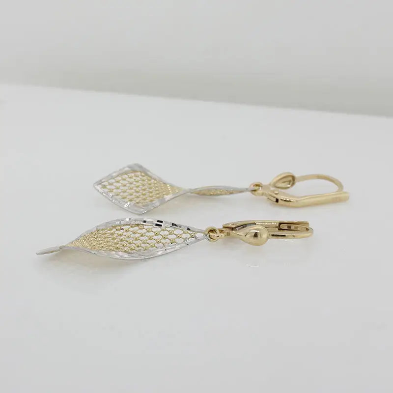 9 Carat Yellow Gold Kite Shape Diamond Cut Drop Earrings