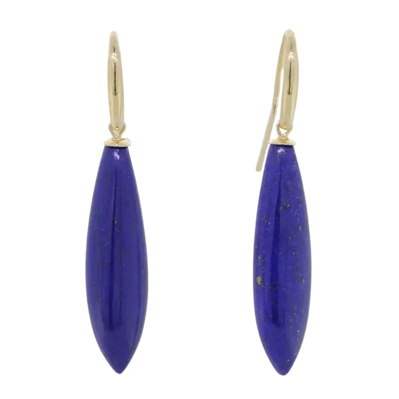 9 carat Yellow Gold Lapis Lazuli Leaf Drop Earrings S/Hooks