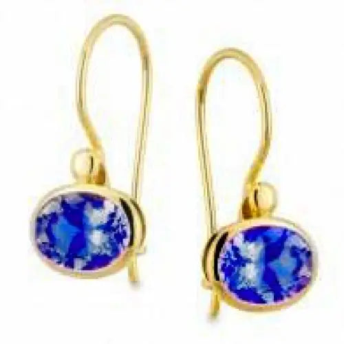 9 carat Yellow Gold London Blue Topaz Earrings