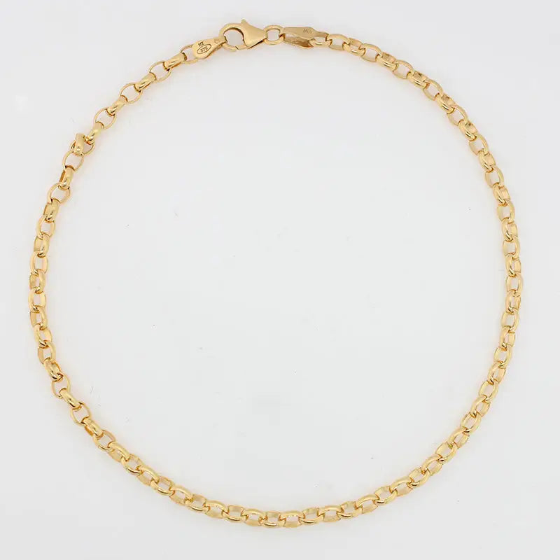 9 Carat Yellow Gold Oval Belcher Anklet 4.54g