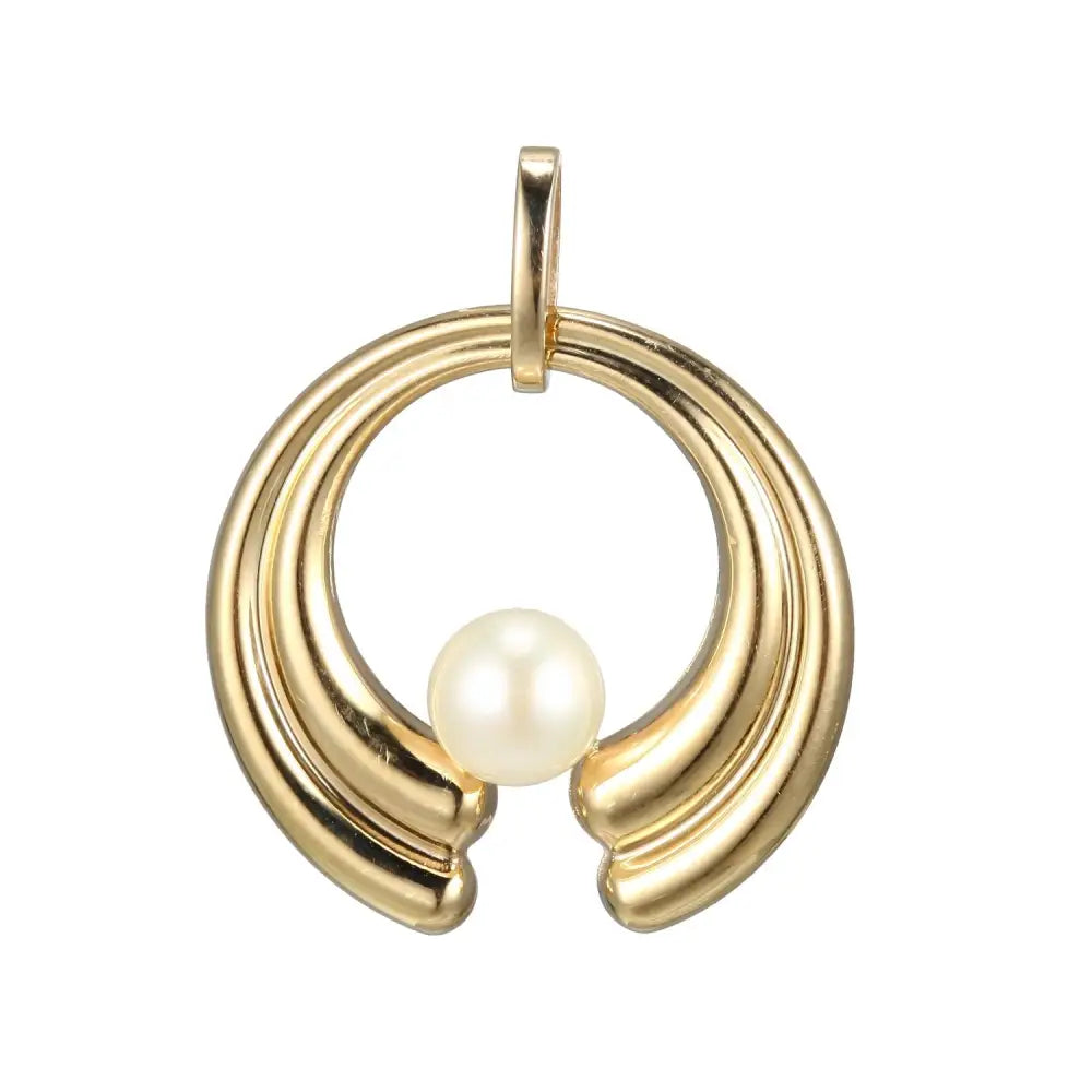 9 Carat Yellow Gold Pearl Pendant Moon Shape