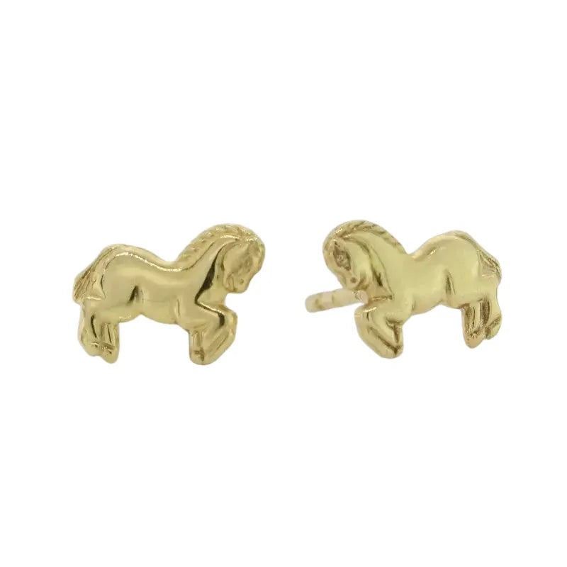 9 carat Yellow Gold Prancing Pony Stud Earrings SEASPRAY