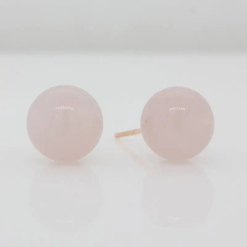 9 carat Yellow Gold Rose Quartz 8mm Round Stud Earrings