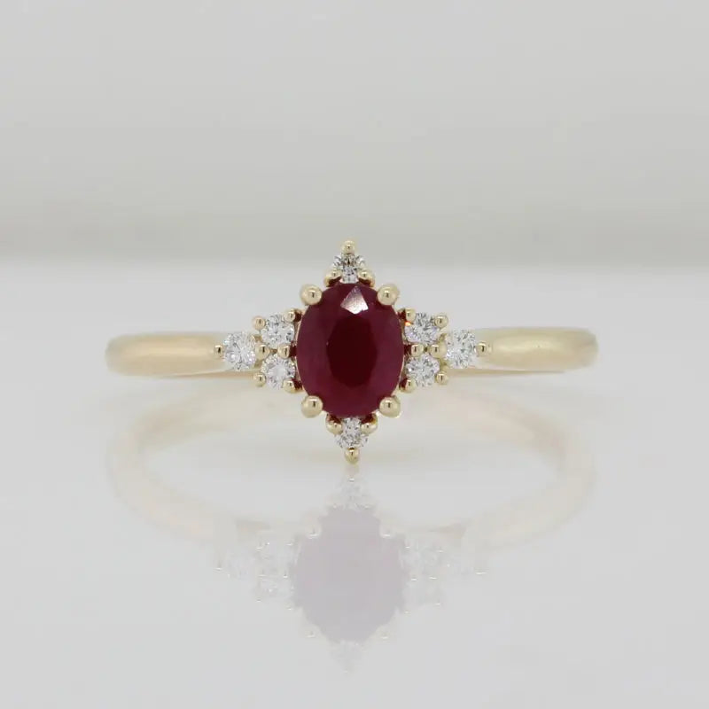 9 Carat Yellow Gold Ruby and Diamond Ring