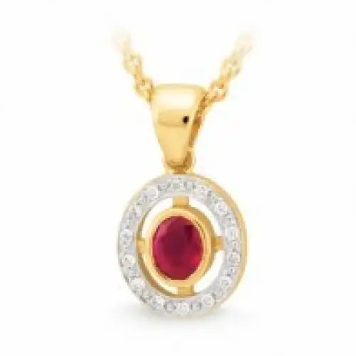 9 Carat Yellow Gold Ruby & Diamond Pendant 3