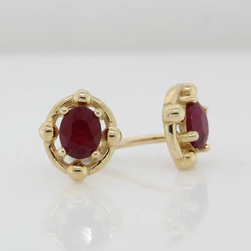 9 carat Yellow Gold Ruby Stud Earrings