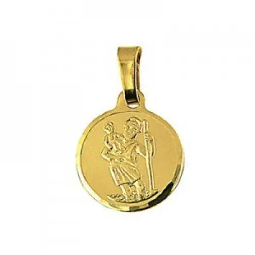 9 Carat Yellow Gold Saint Christopher Medal 12mm Round
