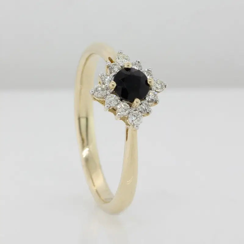 9 Carat Yellow Gold Sapphire & Diamond Ring 2