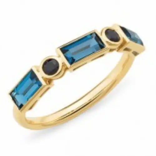 9 Carat Yellow Gold Sapphire & London Blue Topaz Dress Ring