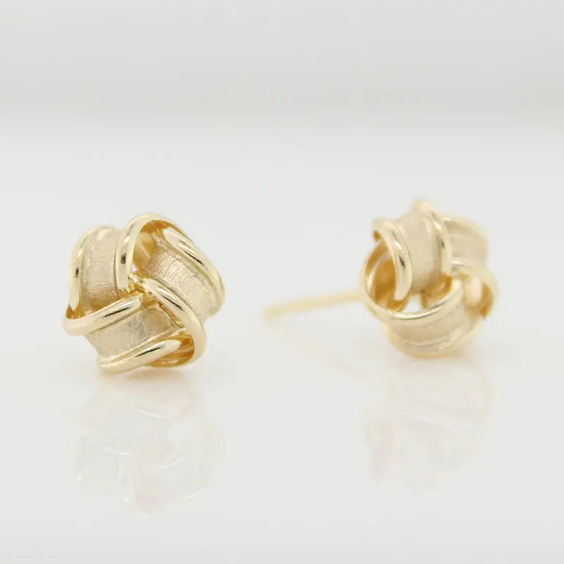 9 carat Yellow Gold Satin Finish Knot Stud Earrings