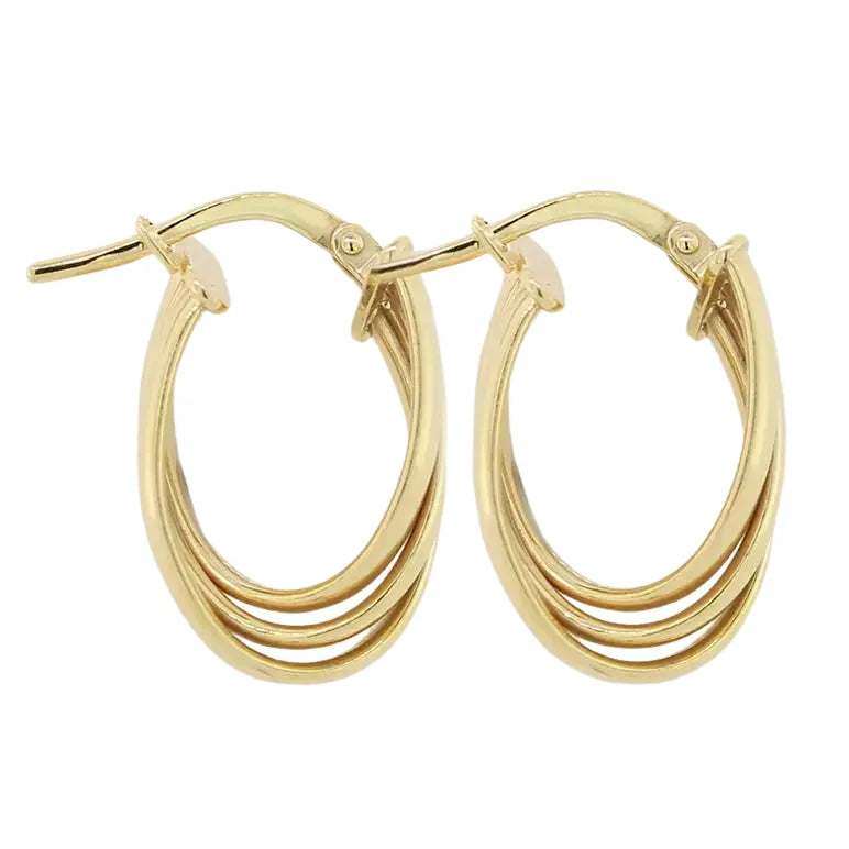 9 carat Yellow Gold Silver Filled 3 Strand Twist Hoop