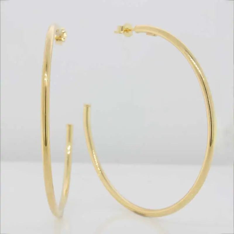 9 Carat Yellow Gold Silver Filled 50mm Hoop Earrings