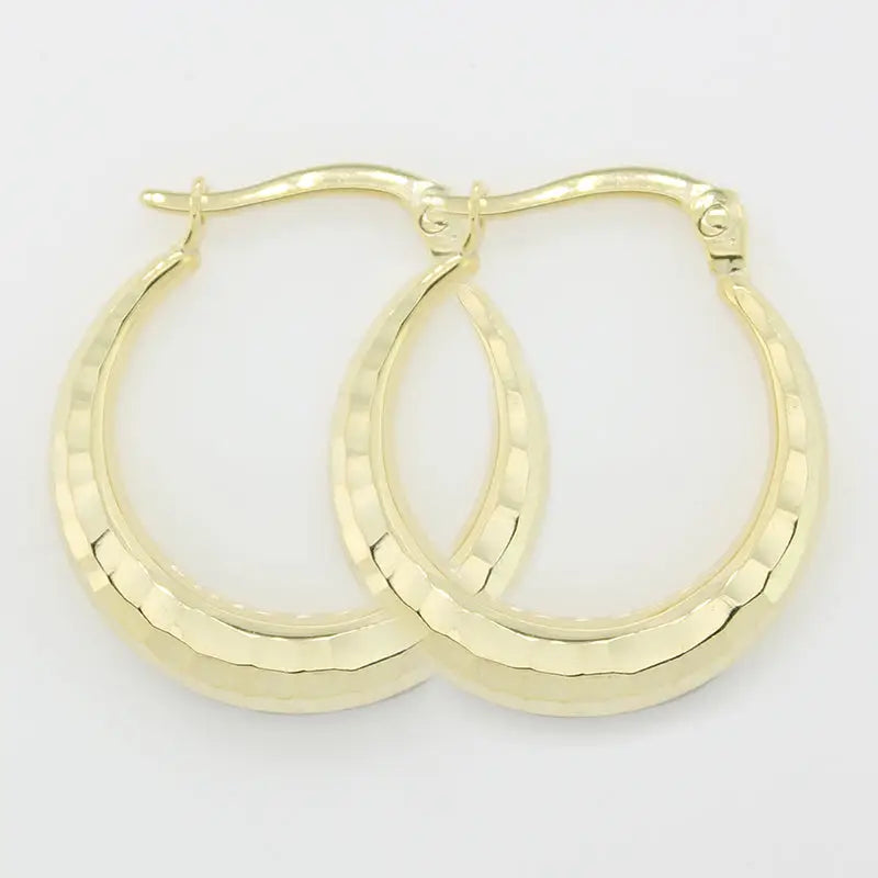 9 Carat Yellow Gold Silver Filled Graduated Hoop Earrings