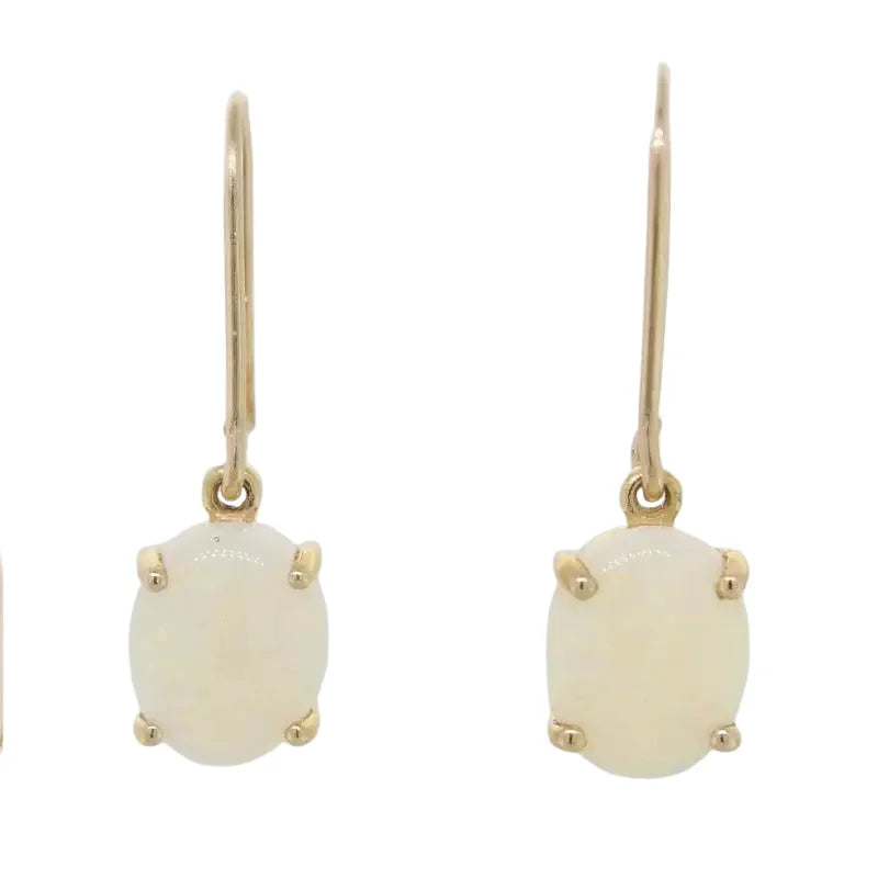 9 carat Yellow Gold Solid Opal 10x8mm Oval Earrings SEASPRAY
