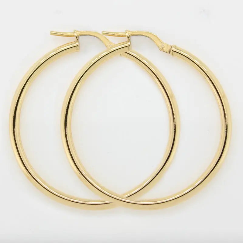 9 Carat Yellow Gold  Sterling Silver Bonded 30mm Internal Diameter Hoop Earrings