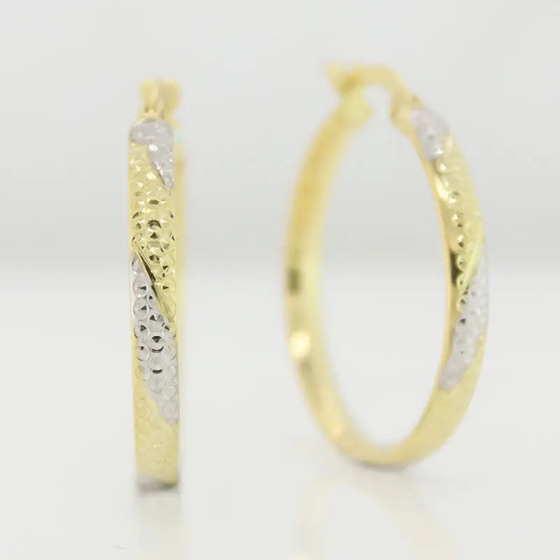 9 carat Yellow Gold Sterling Silver Filled Diamond Etched