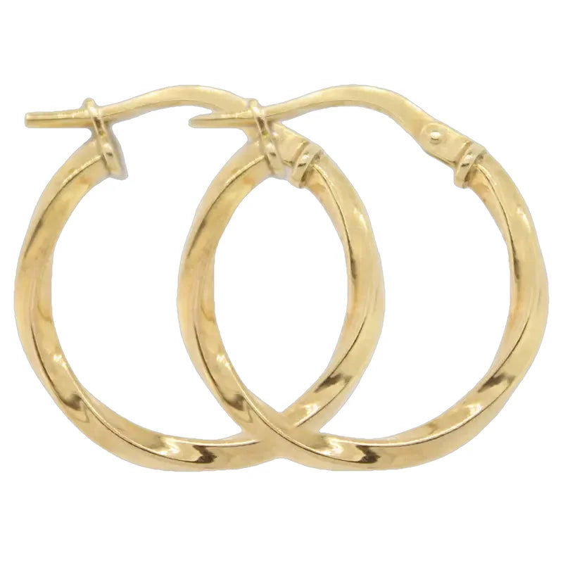 9 Carat Yellow Gold Sterling Silver Filled Twist Hoop