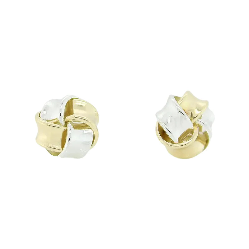 9 Carat Yellow Gold & Sterling Silver Knot Stud Earrings