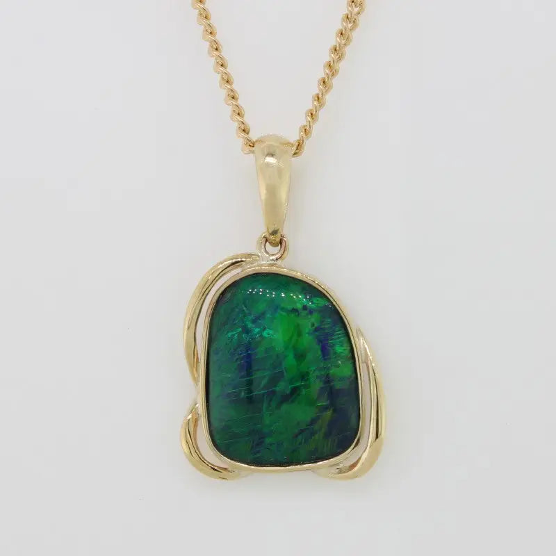 9 carat Yellow Gold Triplet Freeform Opal Pendant