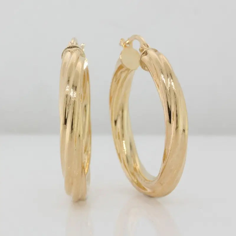 9 carat Yellow Gold Twist Hoop Earrings 3