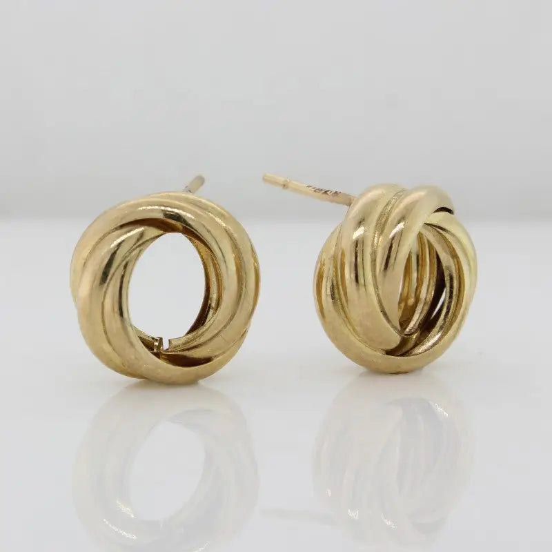 9 carat Yellow Gold Two Strand Knot Stud Earrings