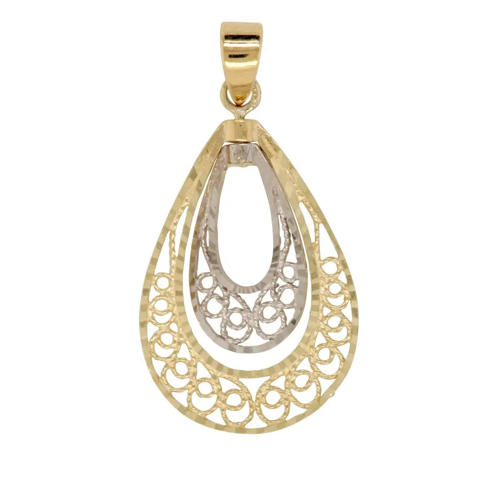 9 Carat Yellow Gold / White Gold Doulbe Teardrop Articulated
